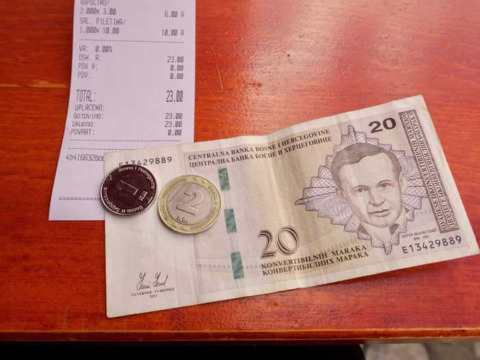 mark money bosnia receipt