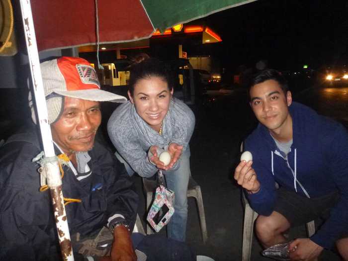 We bought the balut from a man on the corner.